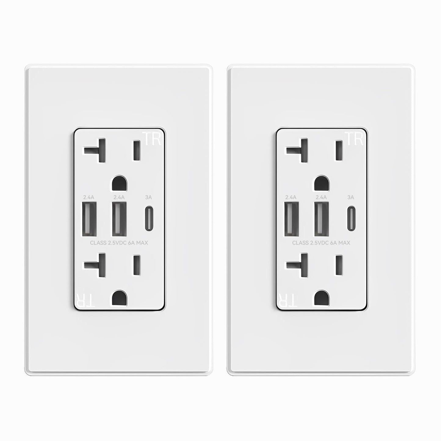 ELEGRP 3-Port USB Wall Outlet 30W Type-C Tamper-Resistant Matte Black - PREMA TIME - Prema Time