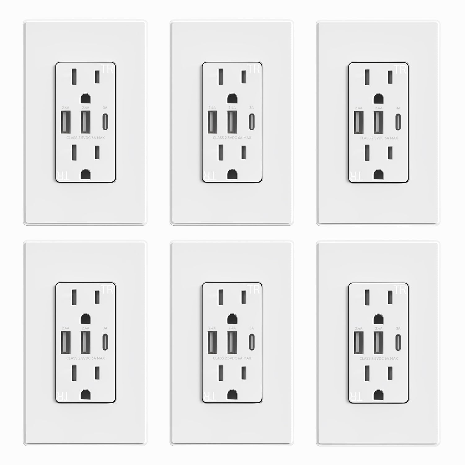 ELEGRP 3-Port USB Wall Outlet 30W Type-C Tamper-Resistant Matte Black - PREMA TIME - Prema Time