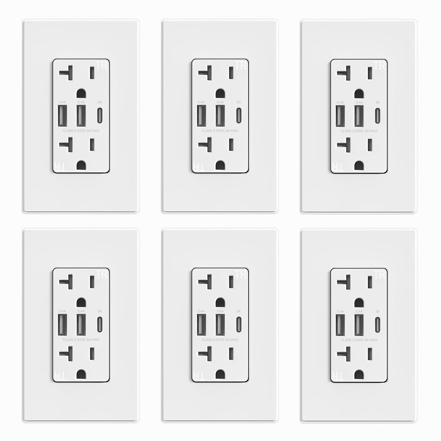 ELEGRP 3-Port USB Wall Outlet 30W Type-C Tamper-Resistant Matte Black - PREMA TIME - Prema Time