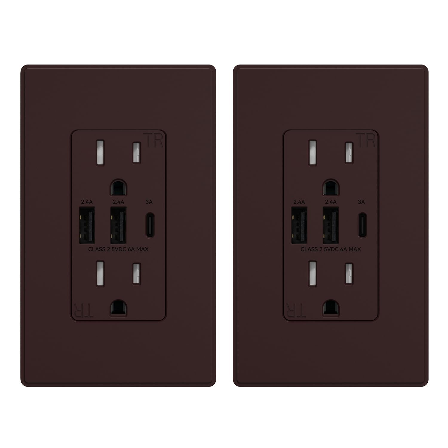 ELEGRP 3-Port USB Wall Outlet 30W Type-C Tamper-Resistant Matte Black - PREMA TIME - Prema Time