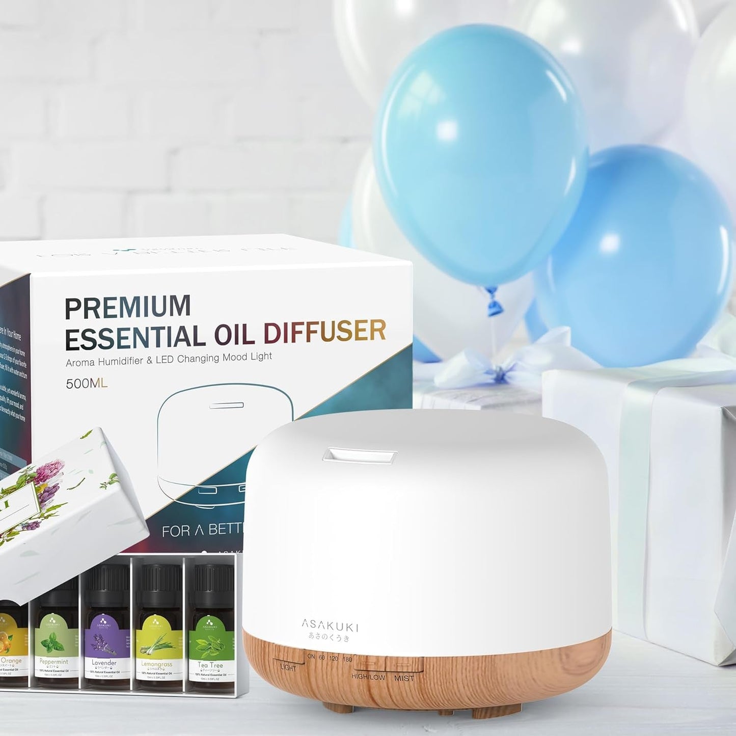 Essential Oil Diffuser 500ml Aromatherapy Humidifier 14 LED Colors 6 Oils Set - PREMA TIME - Prema Time