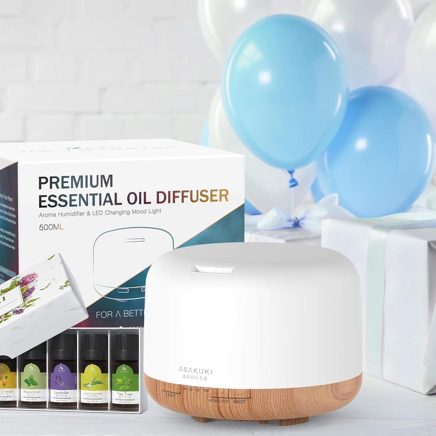 Essential Oil Diffuser 500ml Aromatherapy Humidifier 14 LED Colors 6 Oils Set - PREMA TIME - Prema Time