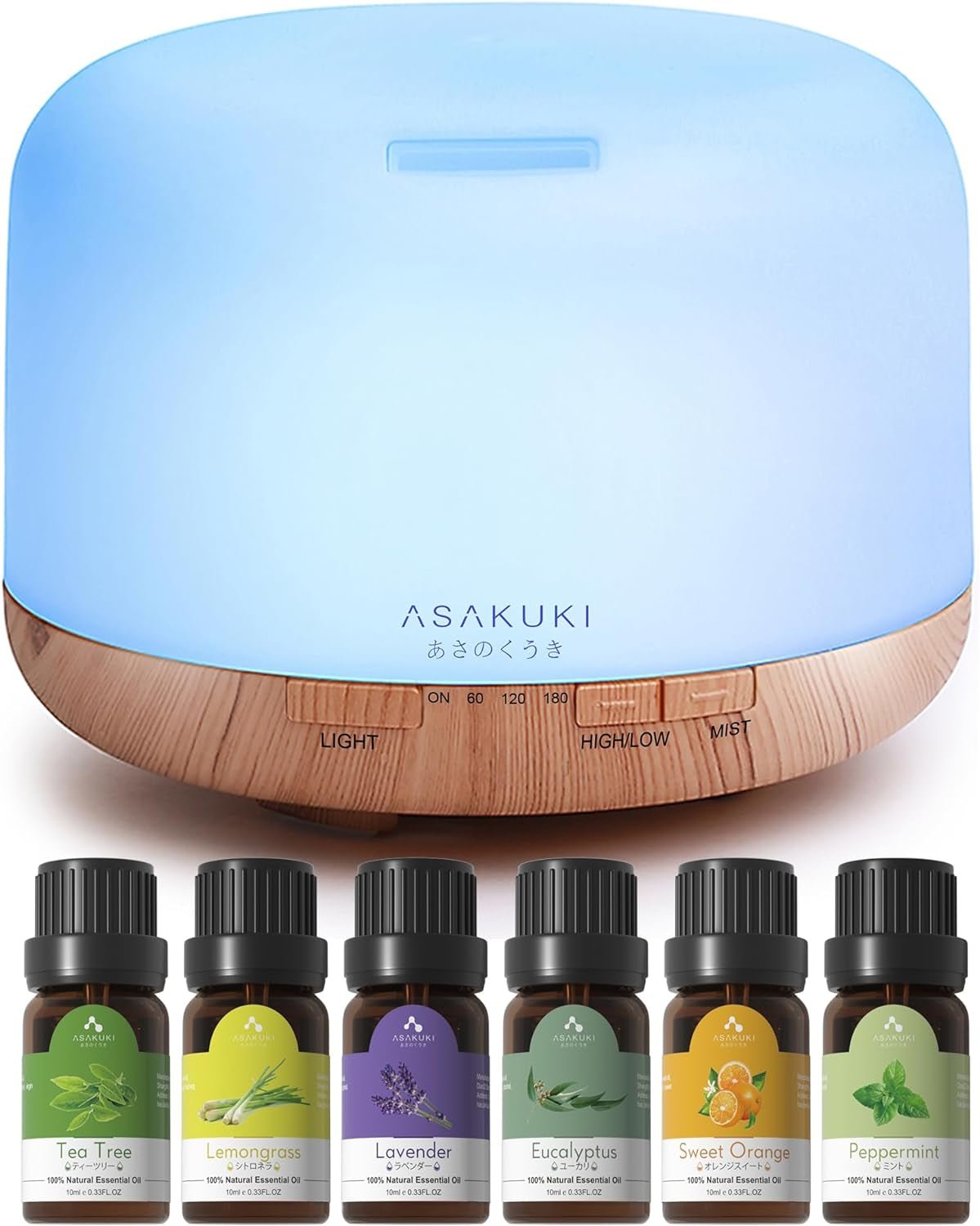 Essential Oil Diffuser 500ml Aromatherapy Humidifier 14 LED Colors 6 Oils Set - PREMA TIME - Prema Time