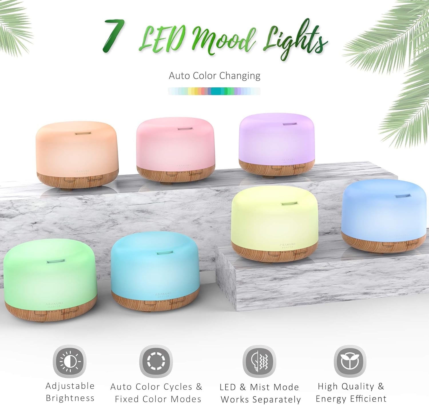 Essential Oil Diffuser 500ml Aromatherapy Humidifier 14 LED Colors 6 Oils Set - PREMA TIME - Prema Time