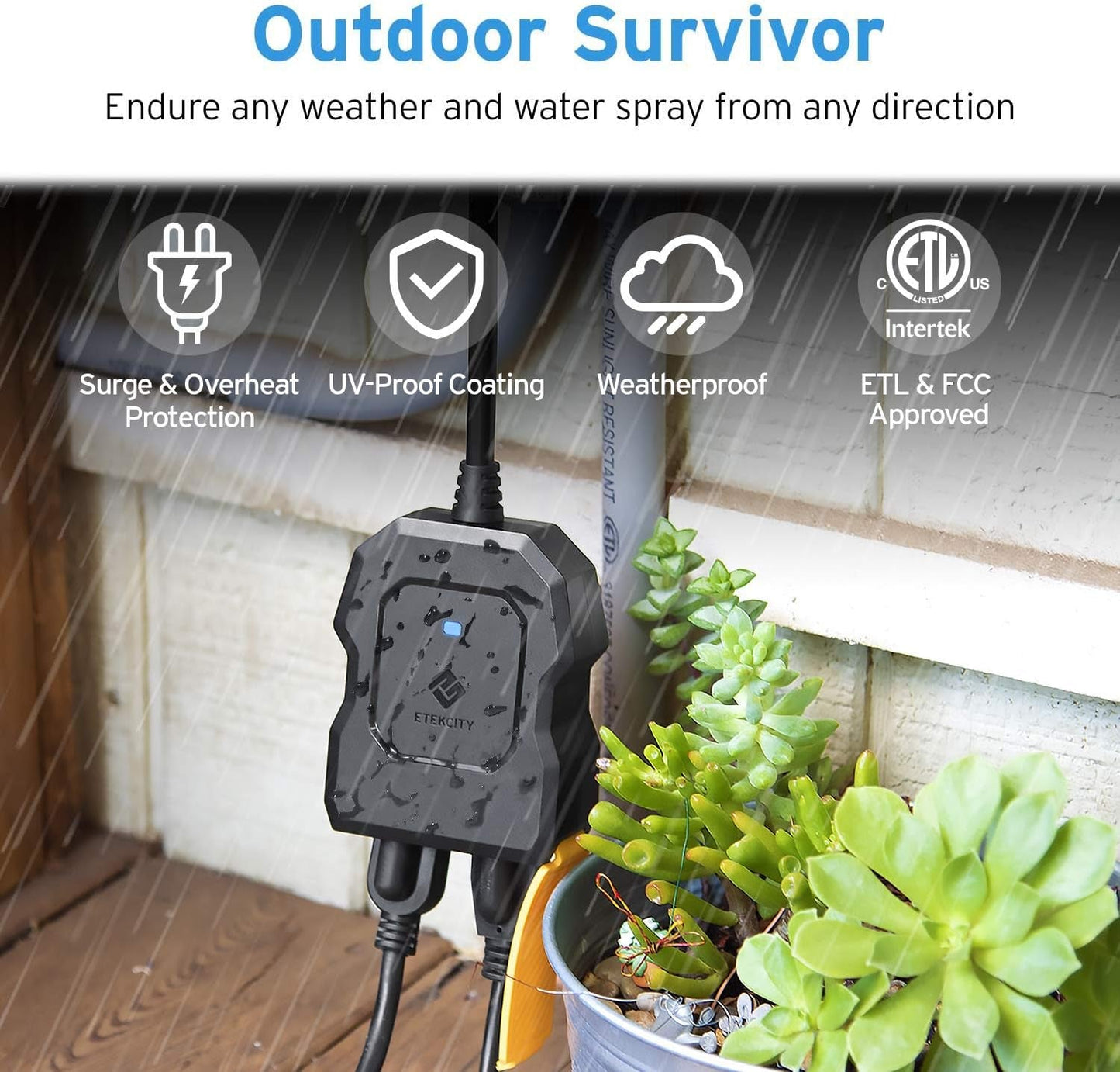 Smart Outdoor WiFi Outlet, 2 Socket Waterproof IPX4, Energy Monitoring - PREMA TIME - Prema Time