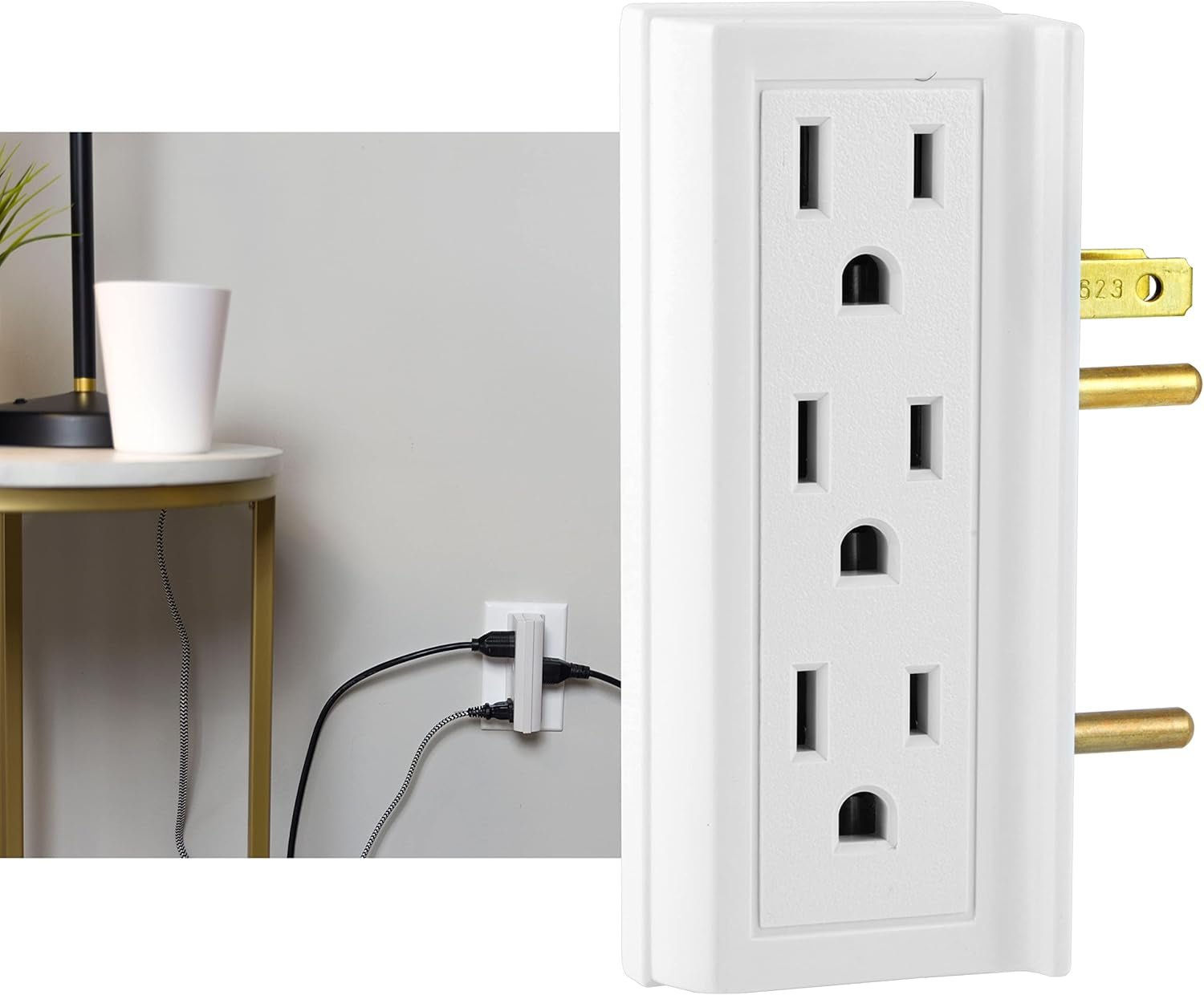 GE 6-Outlet Wall Tap Extender - Side Access Power Splitter - White | PREMA TIME - Prema Time
