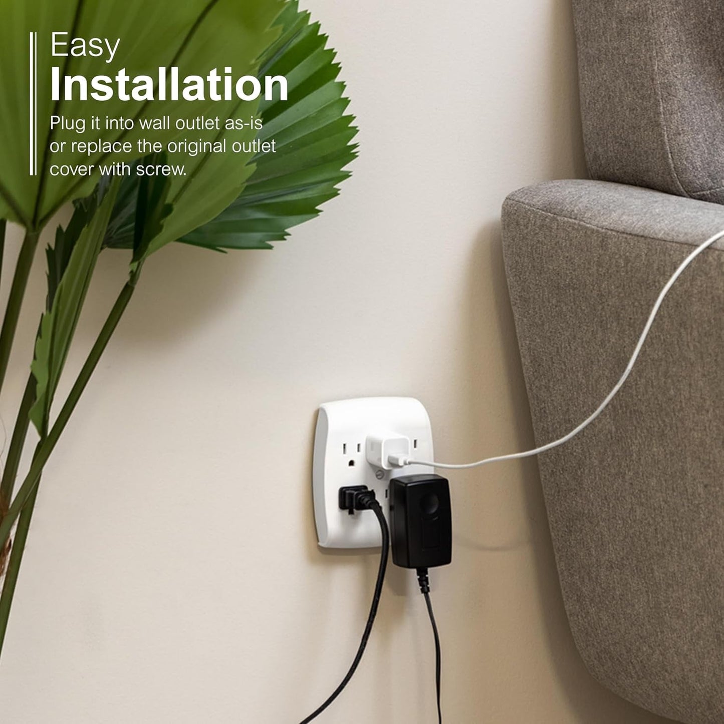 GE 6-Outlet Wall Tap Extender - Grounded Adapter & Charging Station - White | PREMA TIME - Prema Time