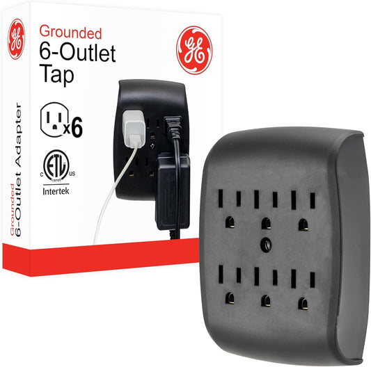 GE 6-Outlet Wall Tap Extender - Grounded Adapter & Charging Station - White | PREMA TIME - Prema Time