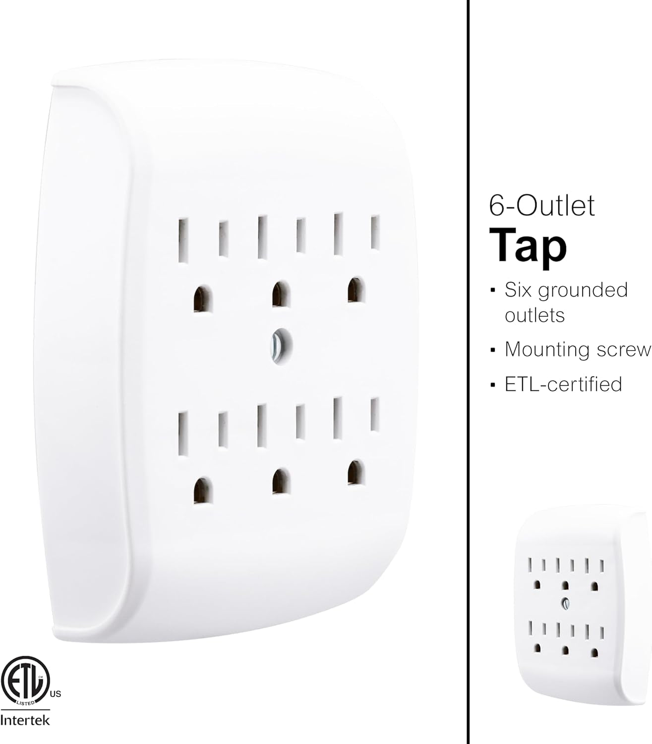 GE 6-Outlet Wall Tap Extender - Grounded Adapter & Charging Station - White | PREMA TIME - Prema Time