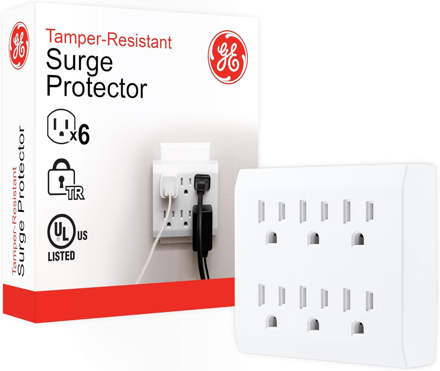 GE 6-Outlet Wall Tap Extender - Grounded Adapter & Charging Station - White | PREMA TIME - Prema Time