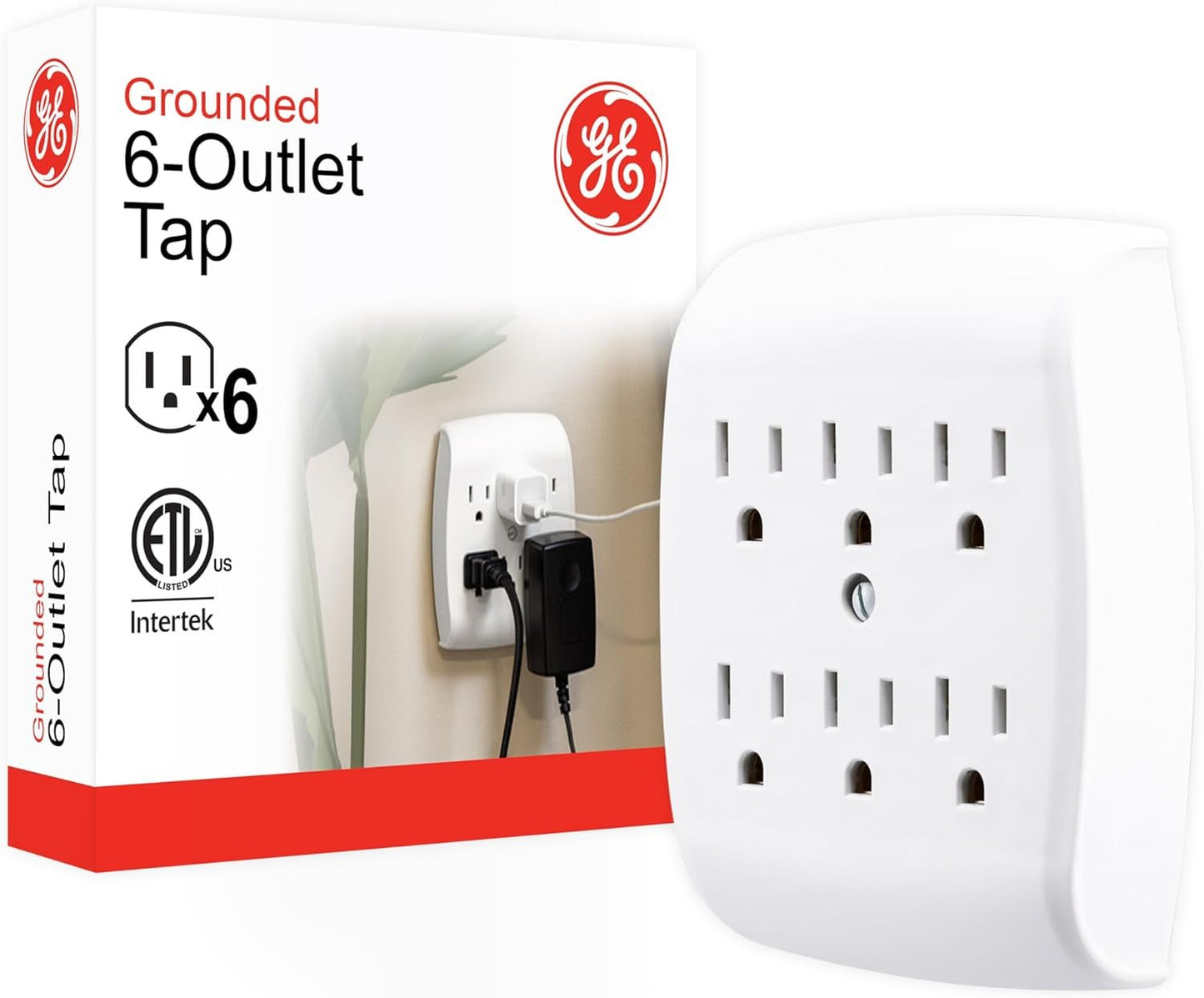 GE 6-Outlet Wall Tap Extender - Grounded Adapter & Charging Station - White | PREMA TIME - Prema Time