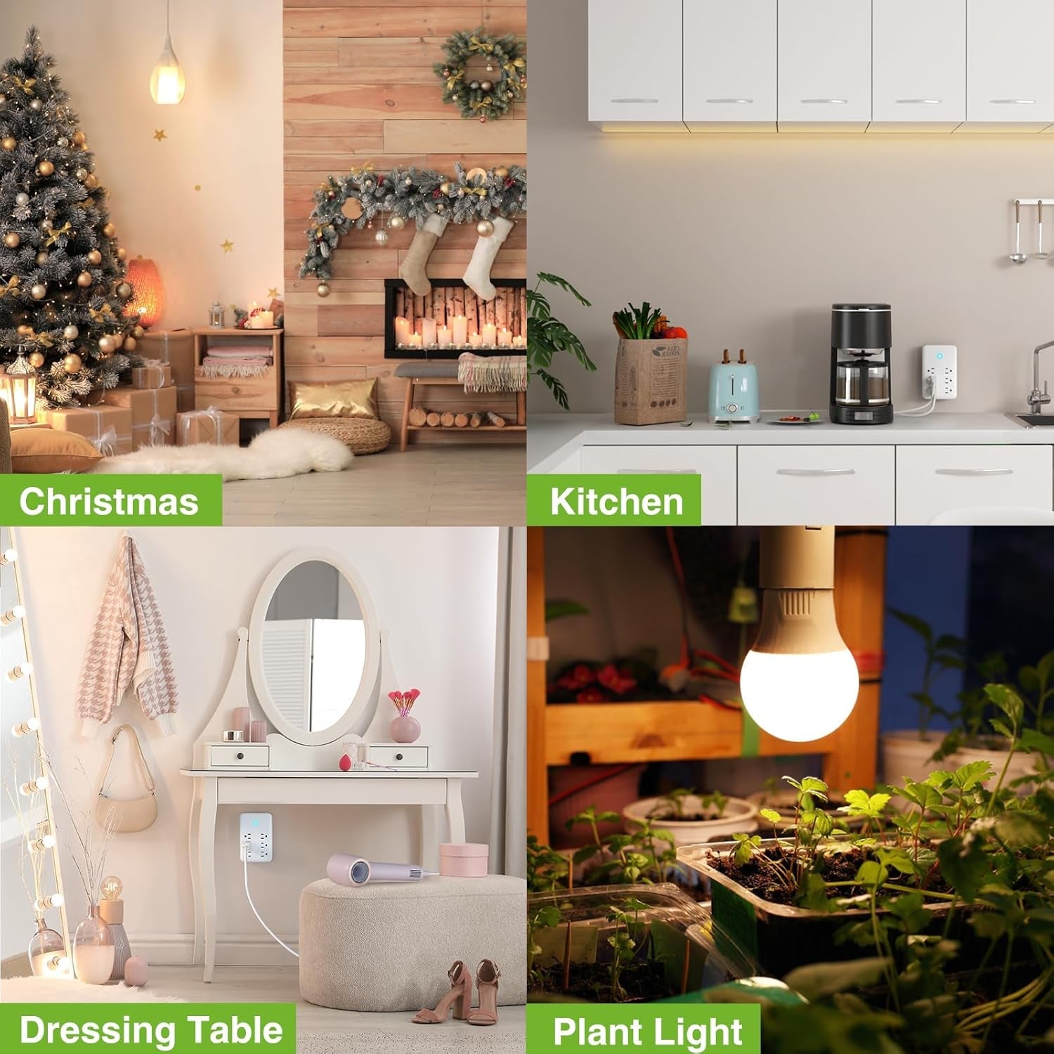 Smart Plug Extender with 3 USB Ports - Works with Alexa/Google Home - 15A 1800W - White - Prema Time