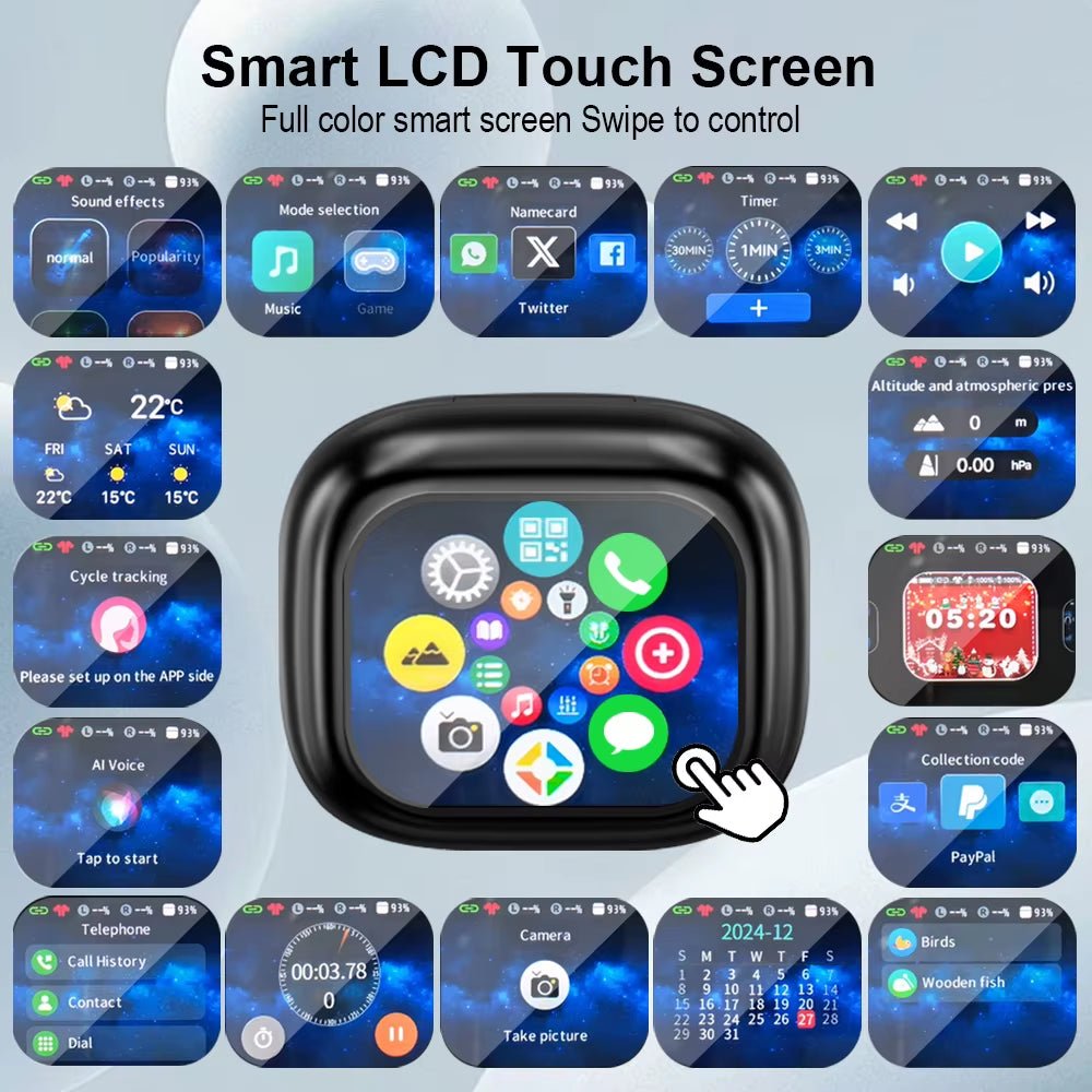 GREATWALL TWS Wireless Bluetooth Earbuds LCD Touch Screen HIFI Stereo HD Call - PREMA TIME - Prema Time