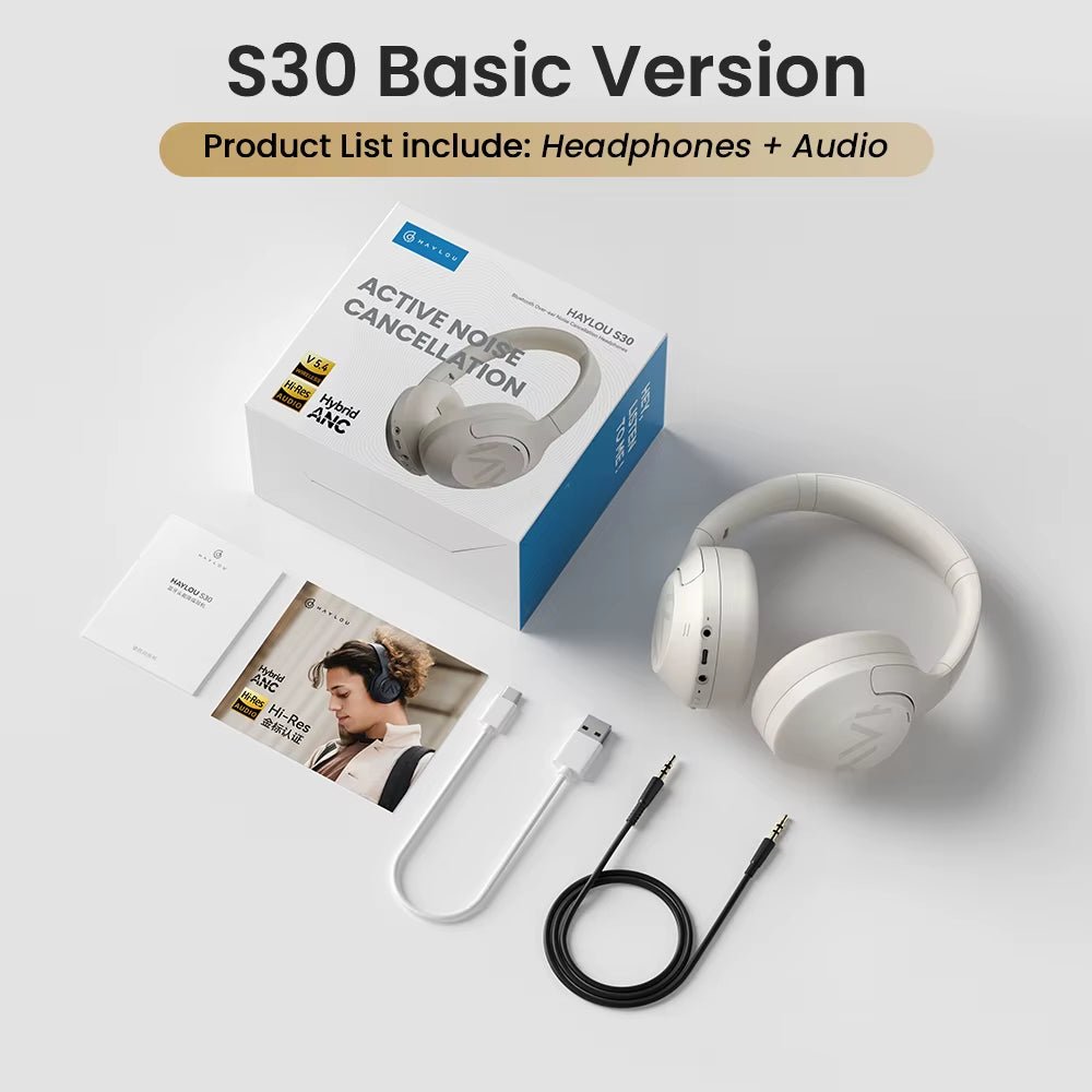 HAYLOU S30 ANC Bluetooth 5.4 Headphones - 43dB Noise Cancelling 80H Battery Hi - Res Audio - PREMA TIME - Prema Time