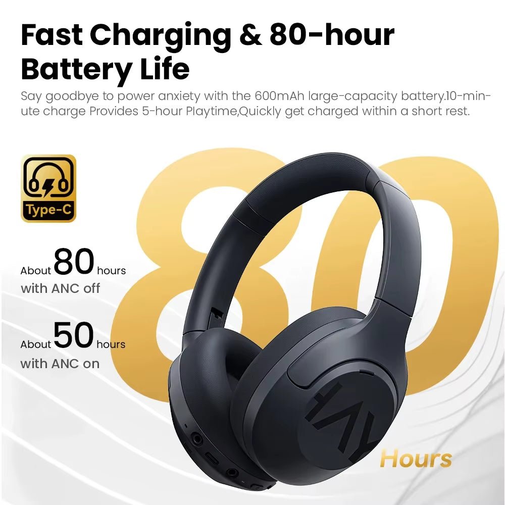 HAYLOU S30 ANC Bluetooth 5.4 Headphones - 43dB Noise Cancelling 80H Battery Hi - Res Audio - PREMA TIME - Prema Time