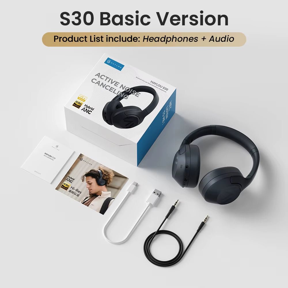 HAYLOU S30 ANC Bluetooth 5.4 Headphones - 43dB Noise Cancelling 80H Battery Hi - Res Audio - PREMA TIME - Prema Time