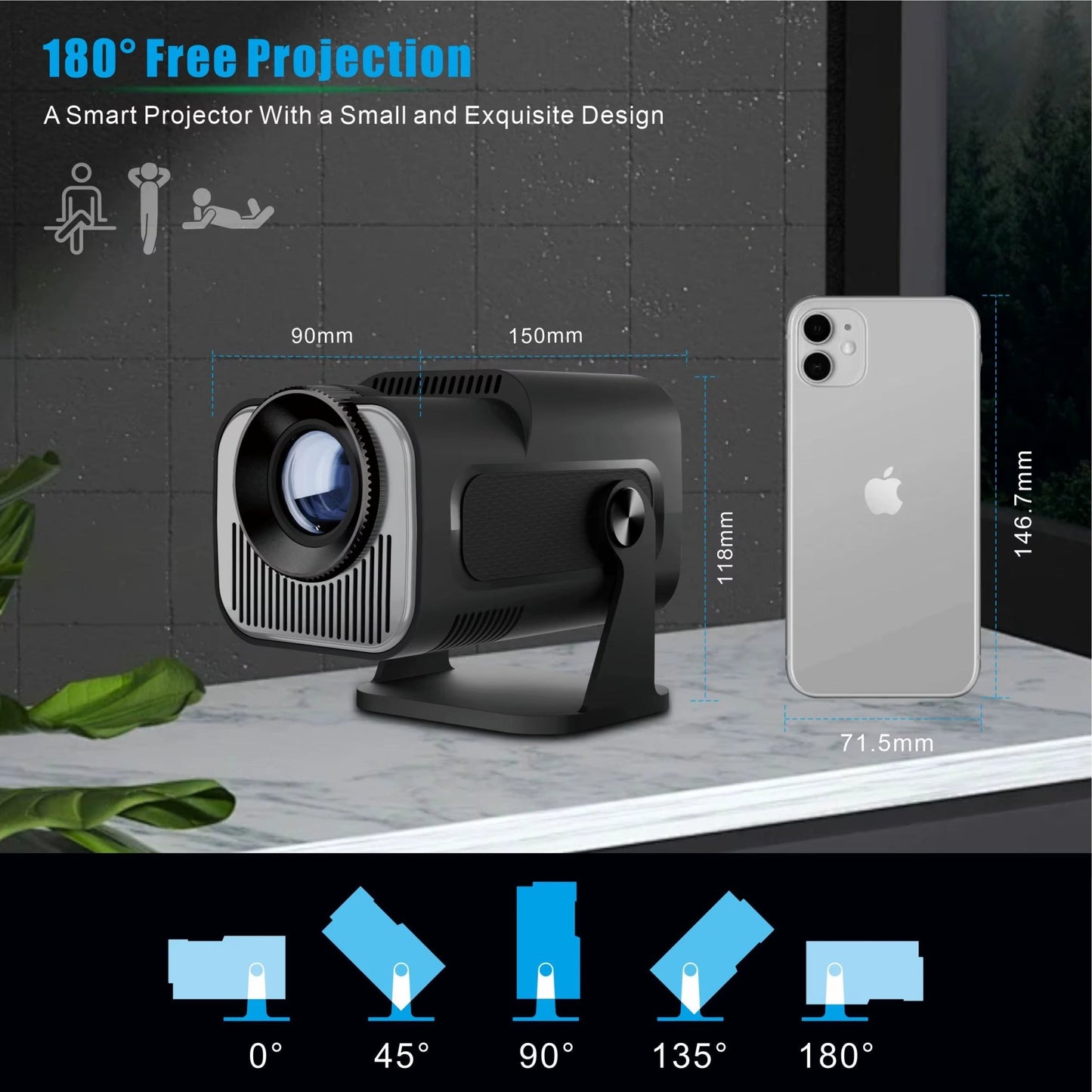 Pocket-sized Android 11 4K Projector - Portable Outdoor Home Theater - PREMA TIME - Prema Time