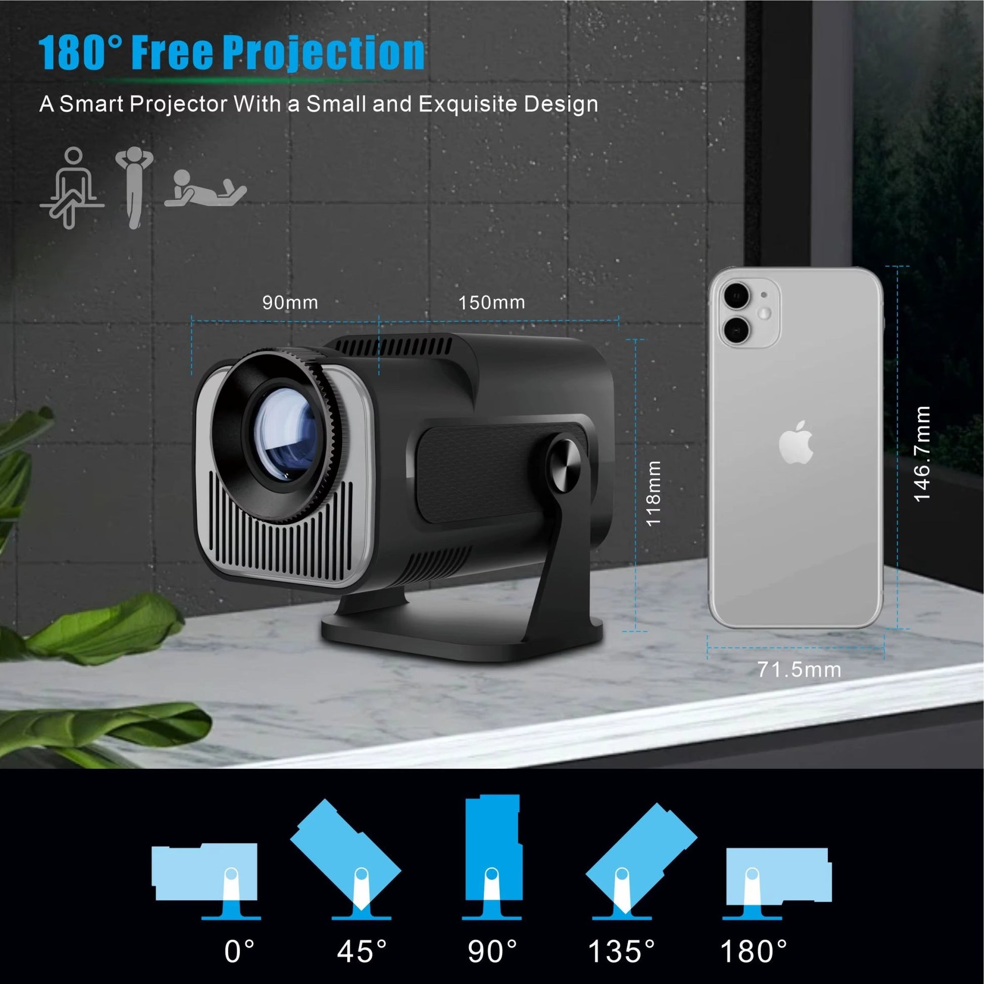 Pocket-sized Android 11 4K Projector - Portable Outdoor Home Theater - PREMA TIME - Prema Time