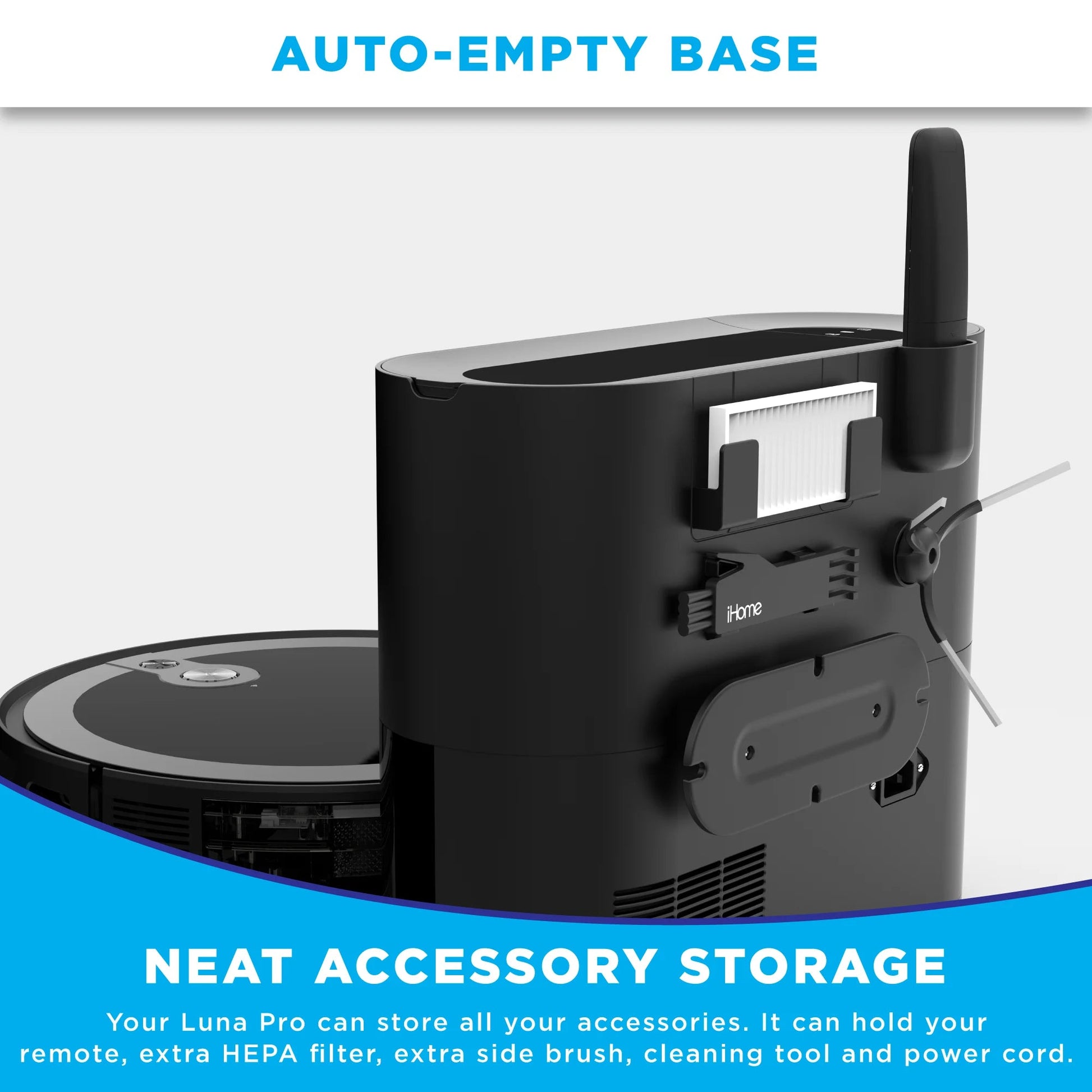 iHome AutoVac Luna Pro 3-in-1 Robot Vacuum w/ Smart Mapping & LIDAR - Prema Time