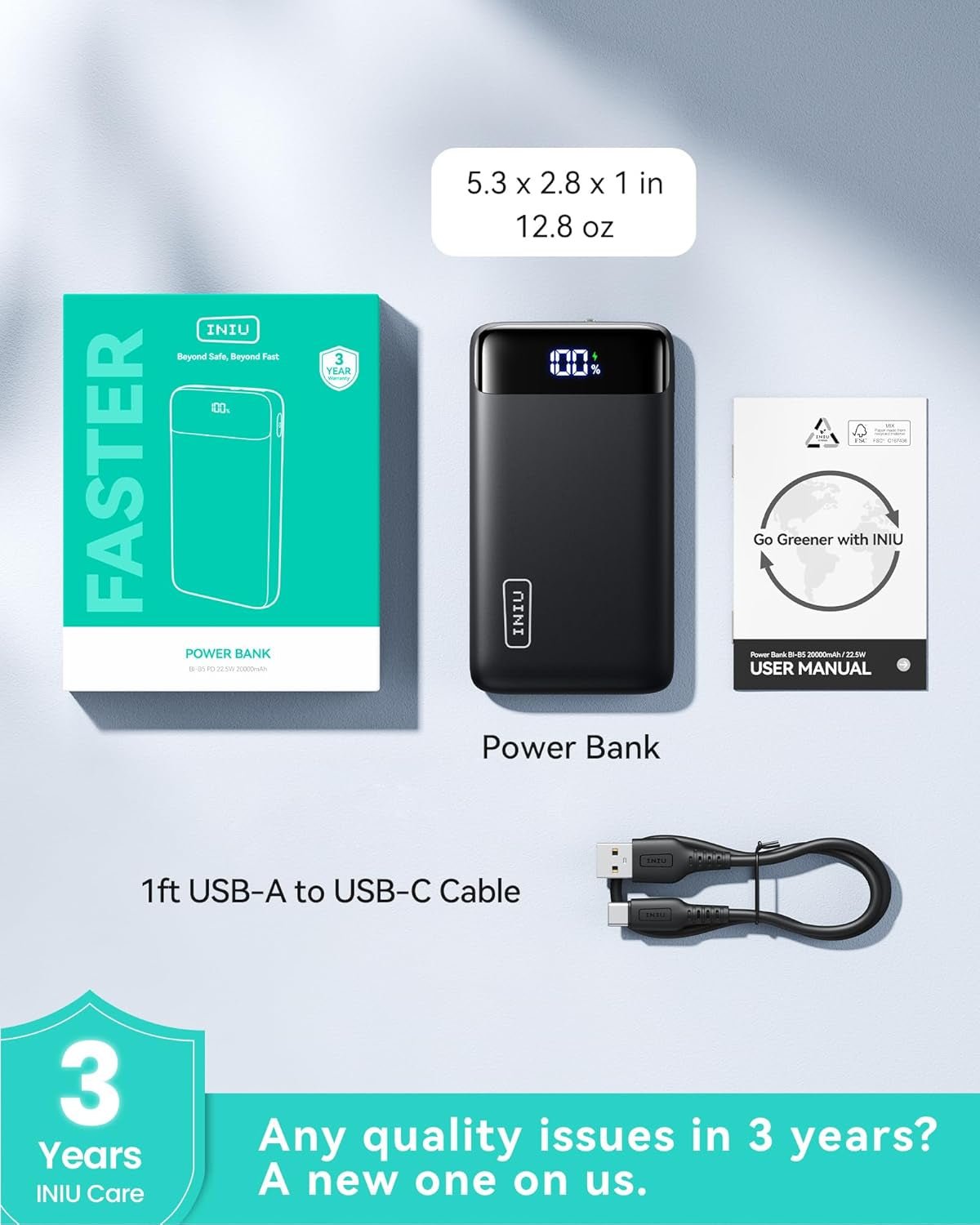 INIU 20000mAh Fast Charging Power Bank with LED Display - PREMA TIME - Prema Time