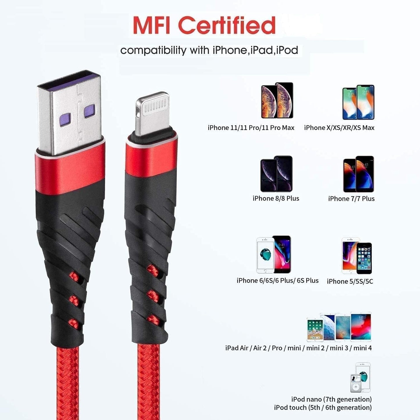 iPhone Lightning Cable 2-Pack 10ft - MFi Certified Fast Charging Cord CyvenSmart - PREMA TIME - Prema Time
