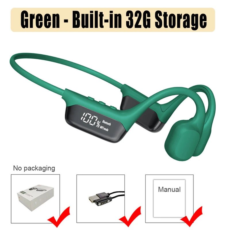 Bone Conduction Bluetooth 5.4 Headphones IPX8 Waterproof MP3 32GB - PREMA TIME - Prema Time