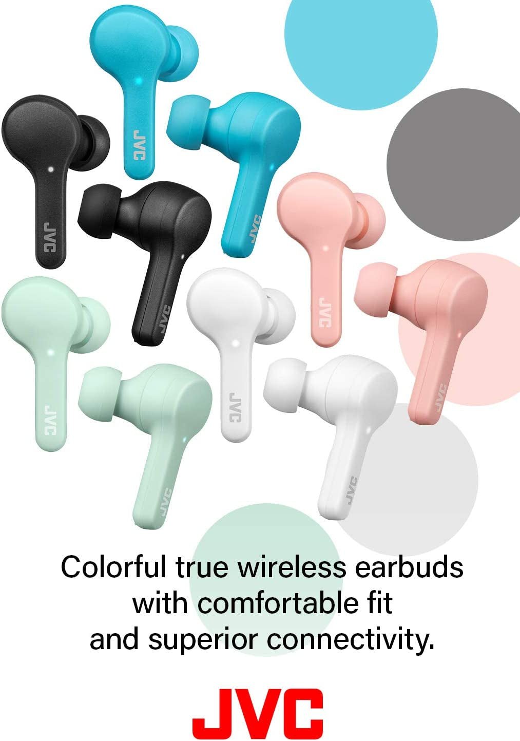 JVC Gumy Wireless Earbuds Bluetooth 5.0 IPX4 Waterproof 15Hr Battery Blue - PREMA TIME - Prema Time