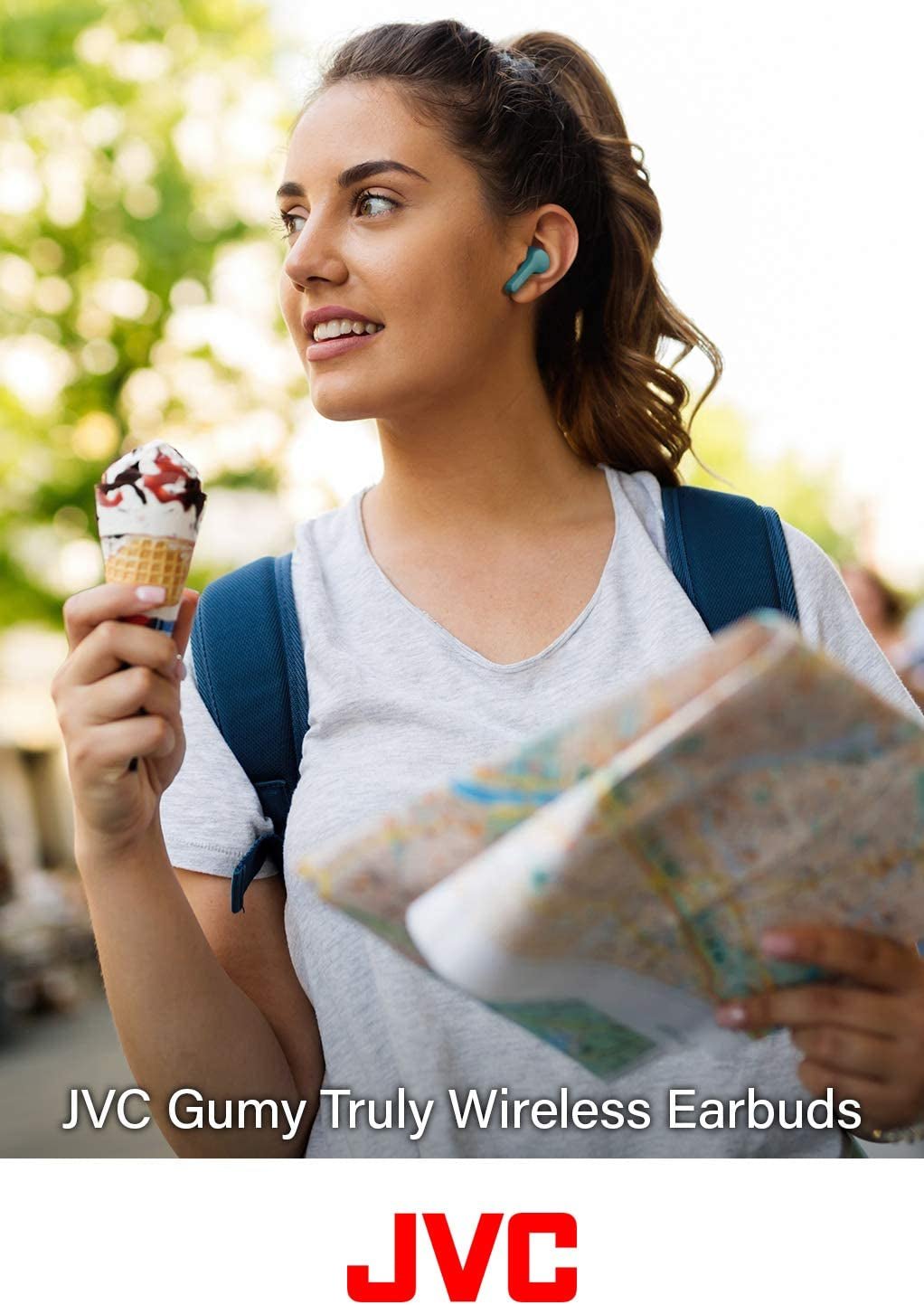 JVC Gumy Wireless Earbuds Bluetooth 5.0 IPX4 Waterproof 15Hr Battery Blue - PREMA TIME - Prema Time