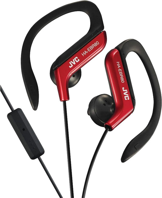 JVC Sports Clip Headphones - Red Wired Earbuds for Running & Gym - Prema Time
