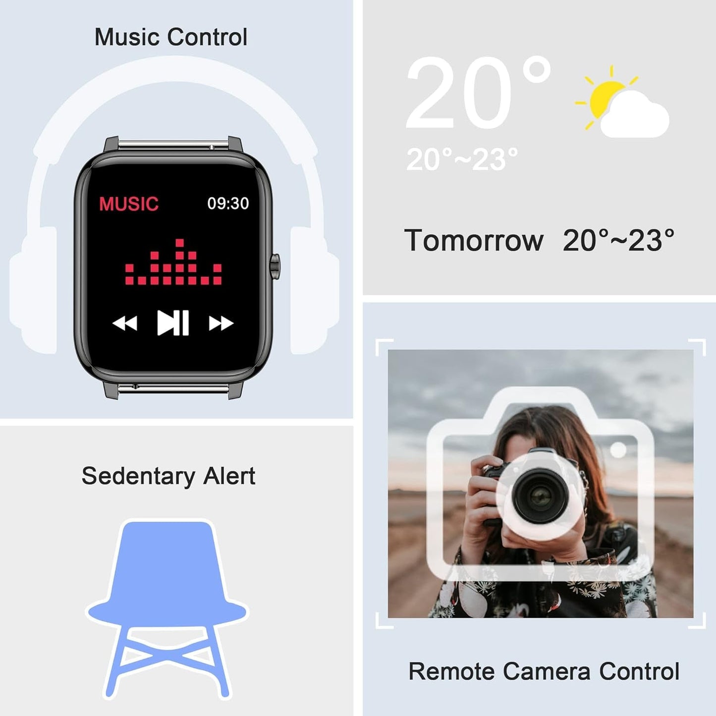 KALINCO Smart Watch Fitness Tracker Heart Rate Blood Pressure Monitor 1.4 Touch Screen iOS Android - PREMA TIME - Prema Time