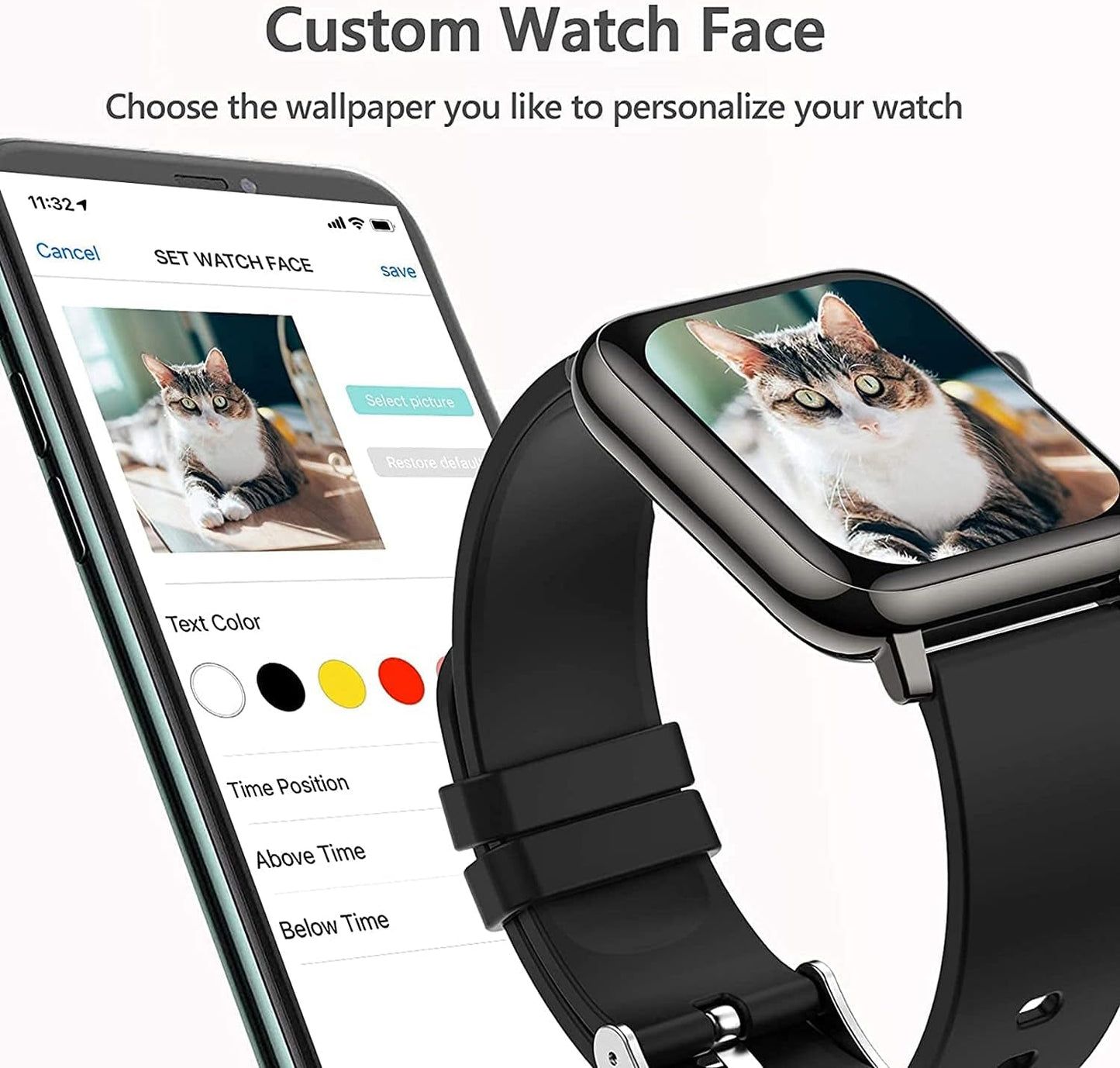 KALINCO Smart Watch Fitness Tracker Heart Rate Blood Pressure Monitor 1.4 Touch Screen iOS Android - PREMA TIME - Prema Time