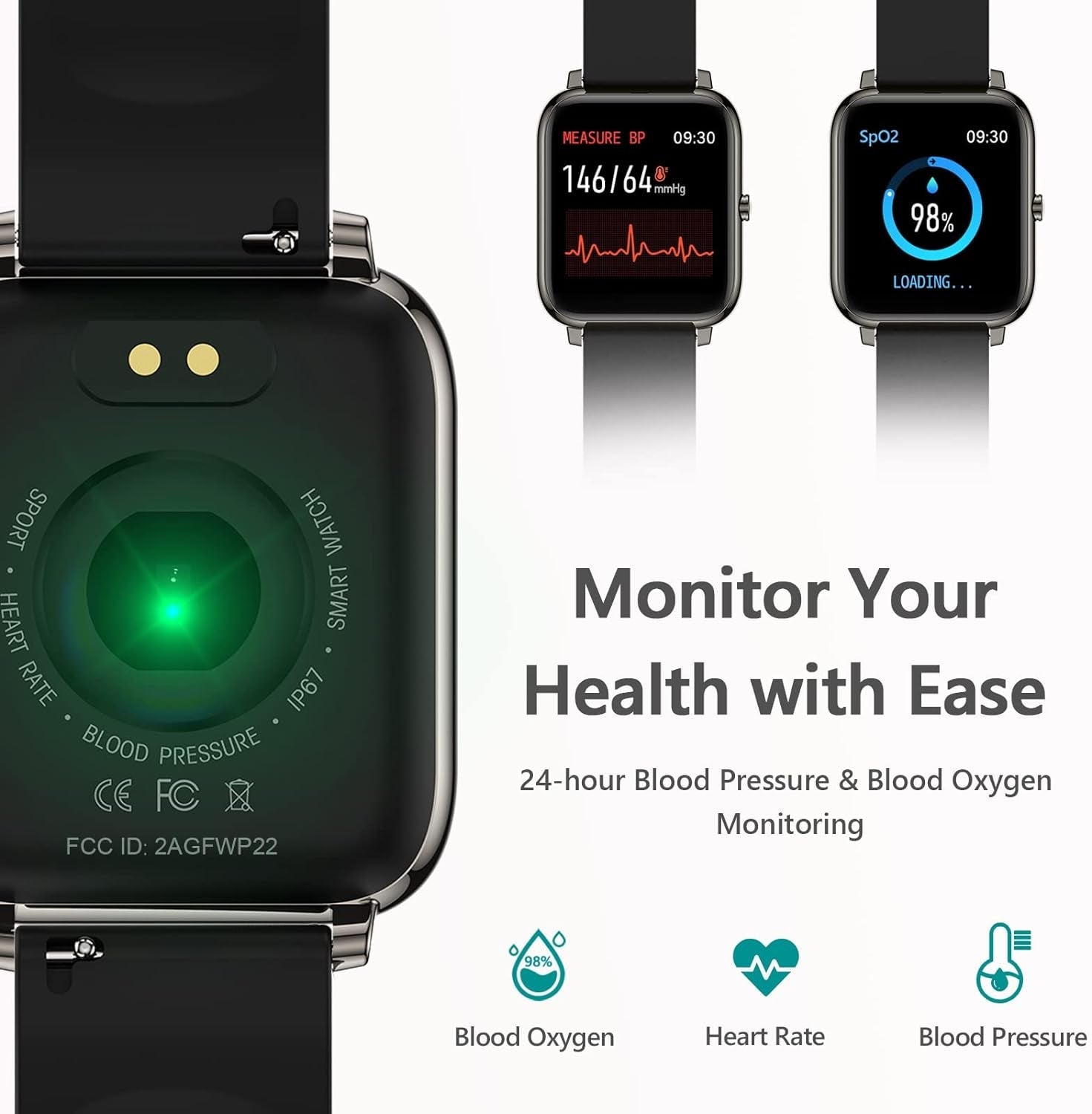 KALINCO Smart Watch Fitness Tracker Heart Rate Blood Pressure Monitor 1.4 Touch Screen iOS Android - PREMA TIME - Prema Time