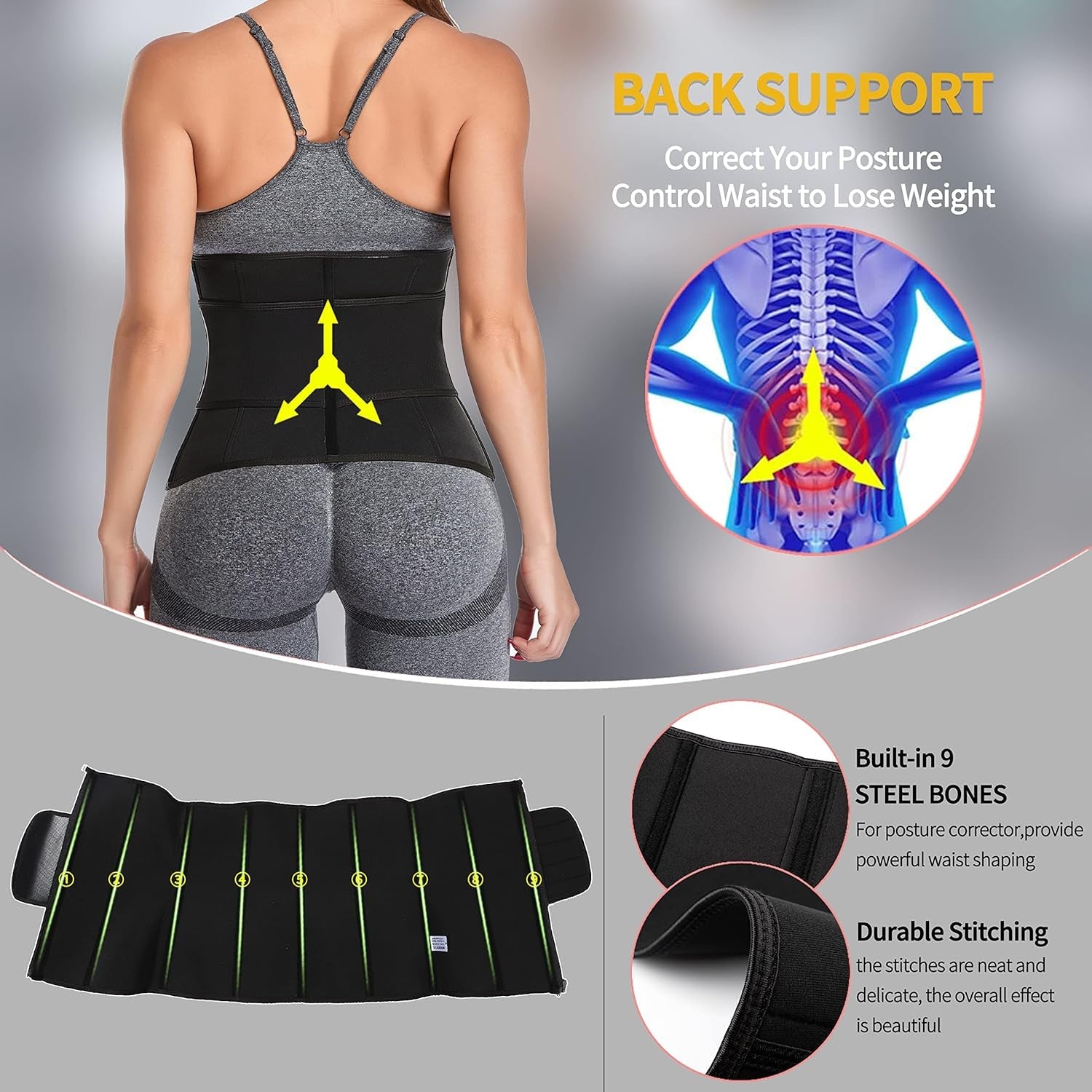 Neoprene Sauna Waist Trainer Corset Sweat Belt Women Compression Workout | PREMA TIME - Prema Time