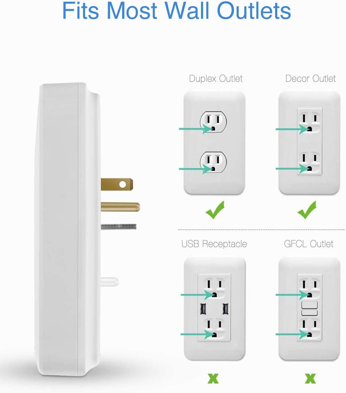KMC 6 - Outlet Surge Protector 2 USB Ports 980 Joules White 2 - Pack | PREMA TIME - Prema Time
