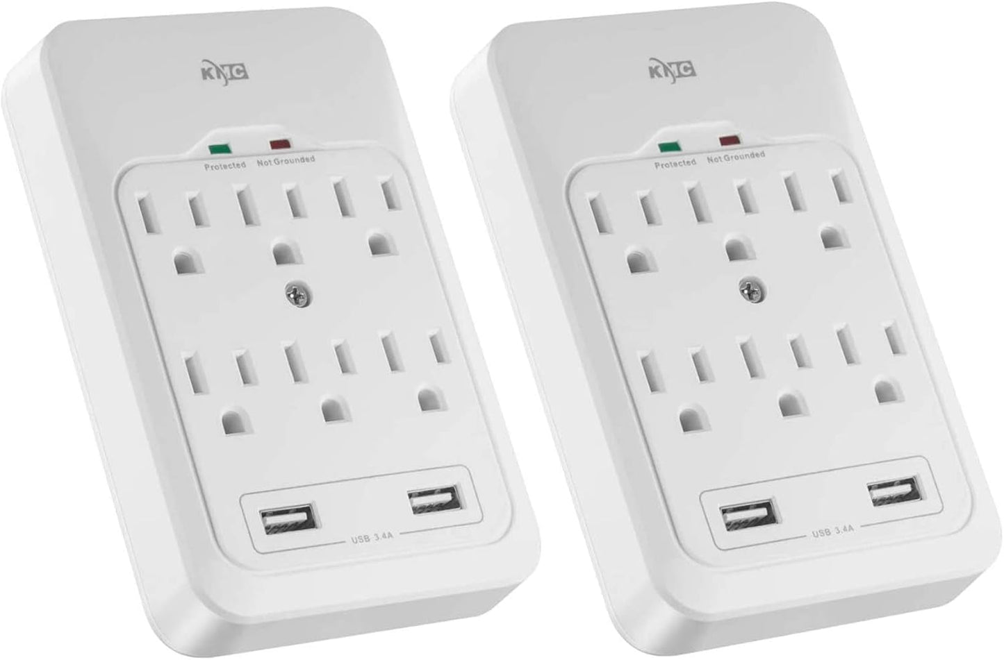 KMC 6 - Outlet Surge Protector 2 USB Ports 980 Joules White 2 - Pack | PREMA TIME - Prema Time