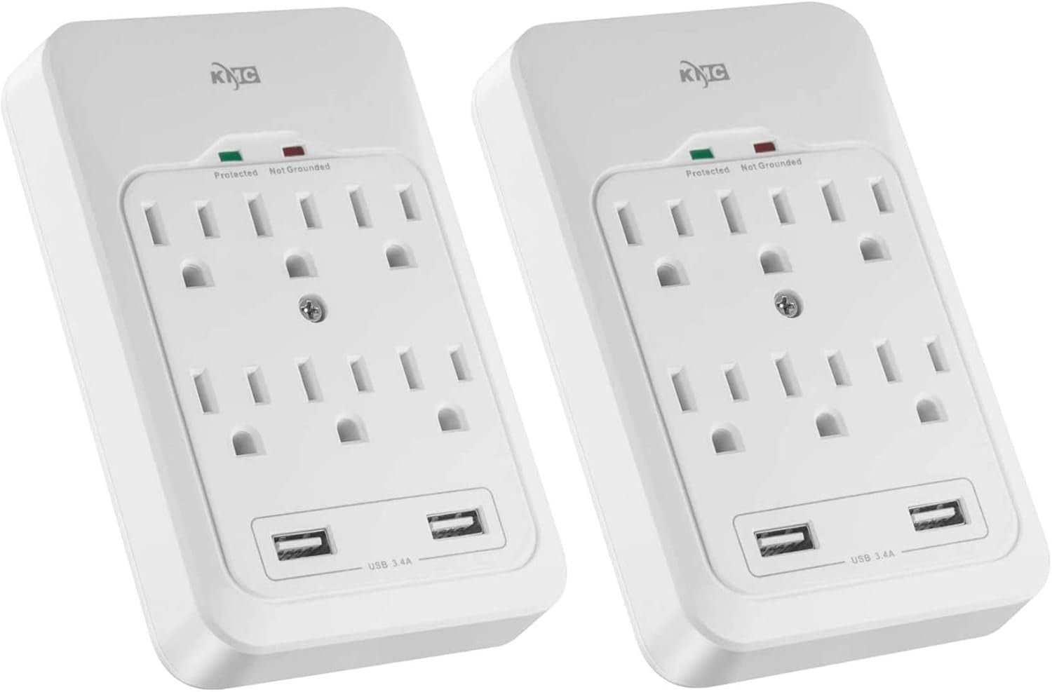 KMC 6 - Outlet Surge Protector 2 USB Ports 980 Joules White 2 - Pack | PREMA TIME - Prema Time
