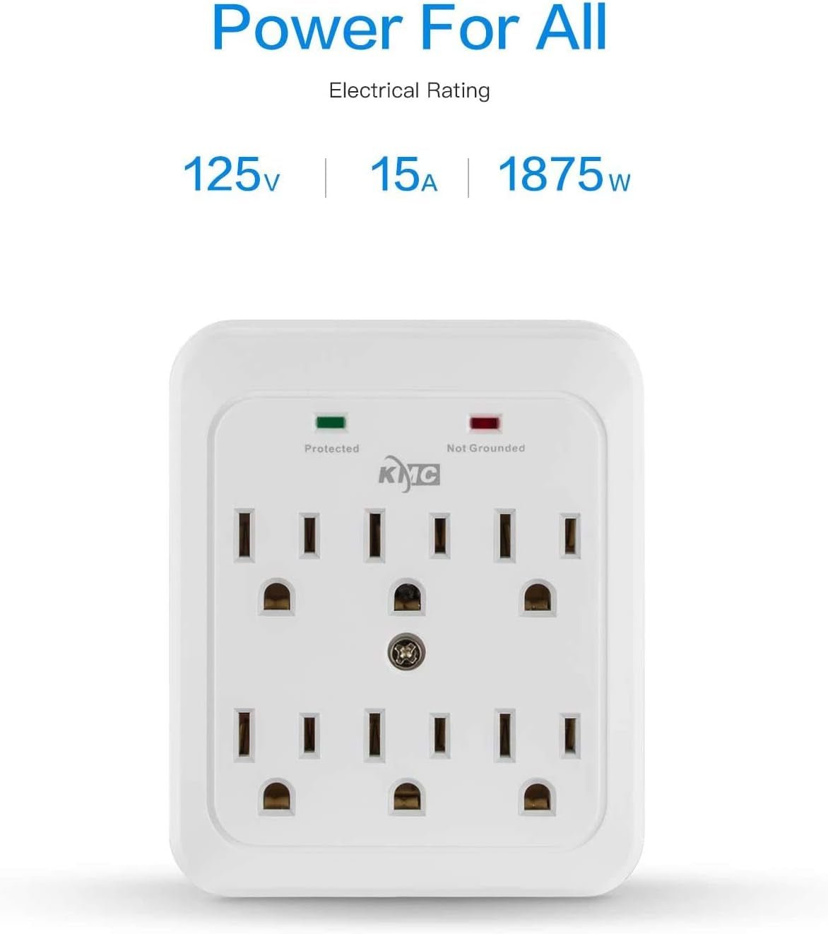 KMC Wall Surge Protector 980 Joule 6 - Outlet Power Strip White 2 - Pack ETL Certified - PREMA TIME - Prema Time