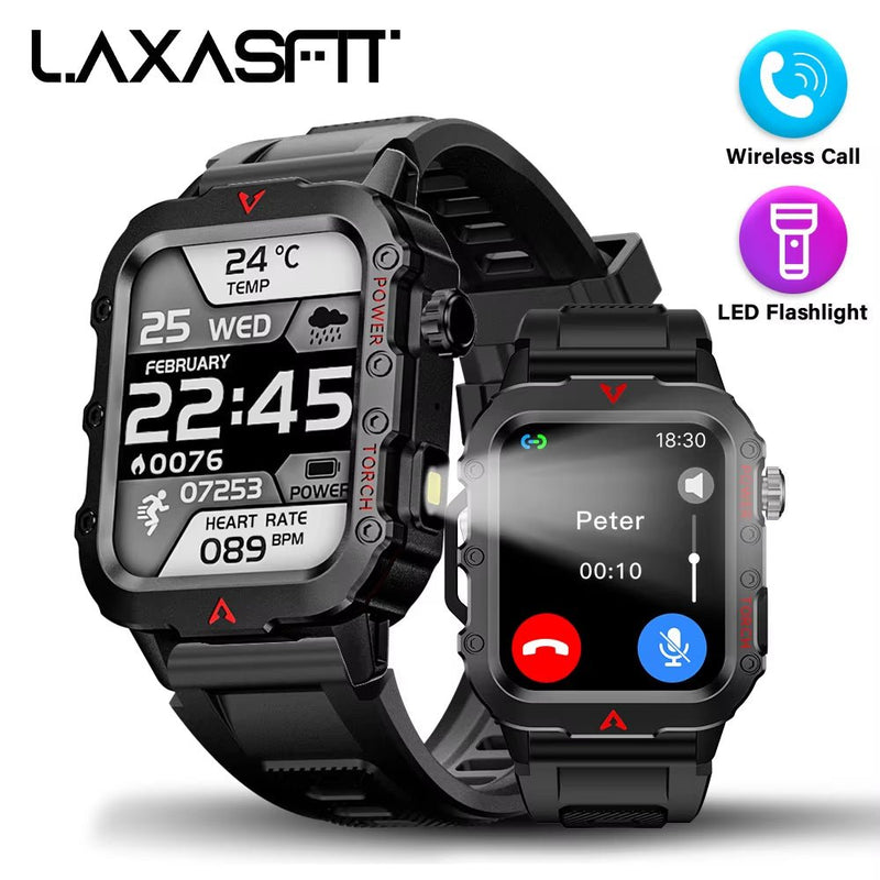 LAXASFIT Men's Smart Watch - Multi Sport & Health Tracker - 1.71" Screen LED Flashlight - Prema Time