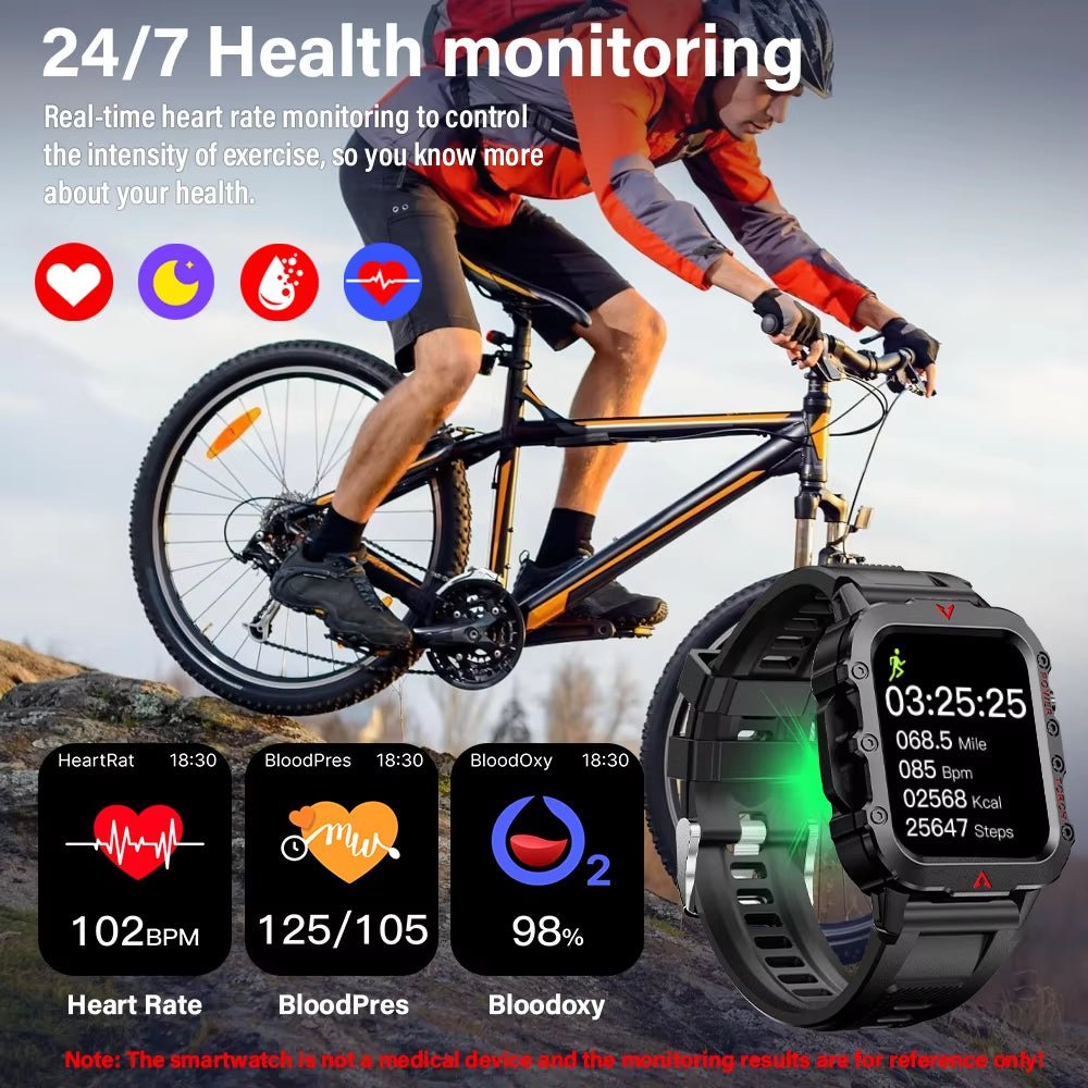 LAXASFIT Men's Smart Watch - Multi Sport & Health Tracker - 1.71" Screen LED Flashlight - Prema Time
