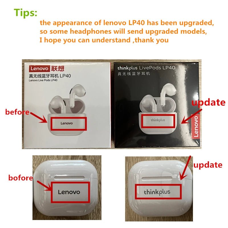 Lenovo LP40 Wireless Earbuds - TWS Bluetooth Sport Headset - Prema Time