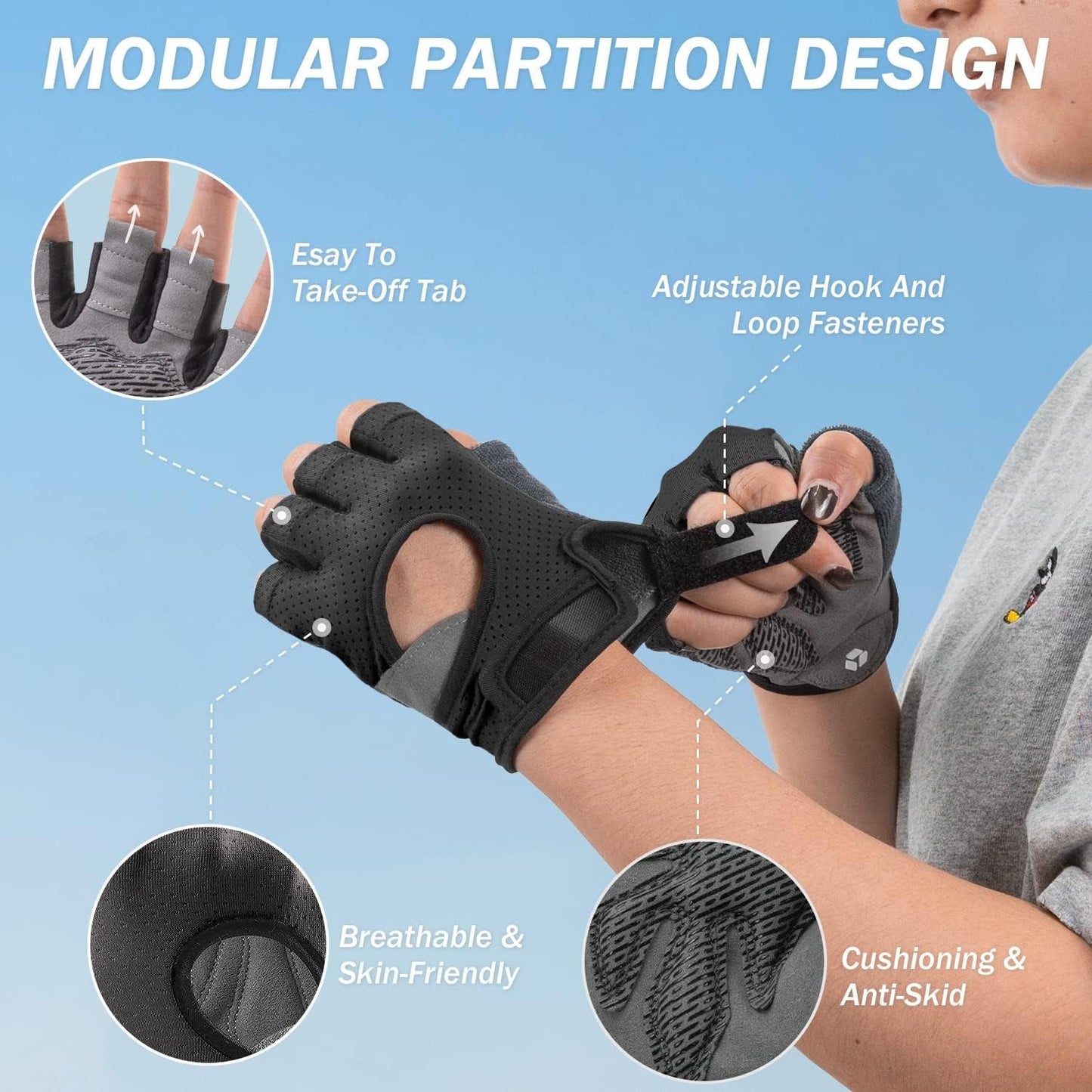 LIFECT Freedom Workout Gloves Fingerless Weight Lifting Knuckle Protection Curved Open Back - PREMA TIME - Prema Time