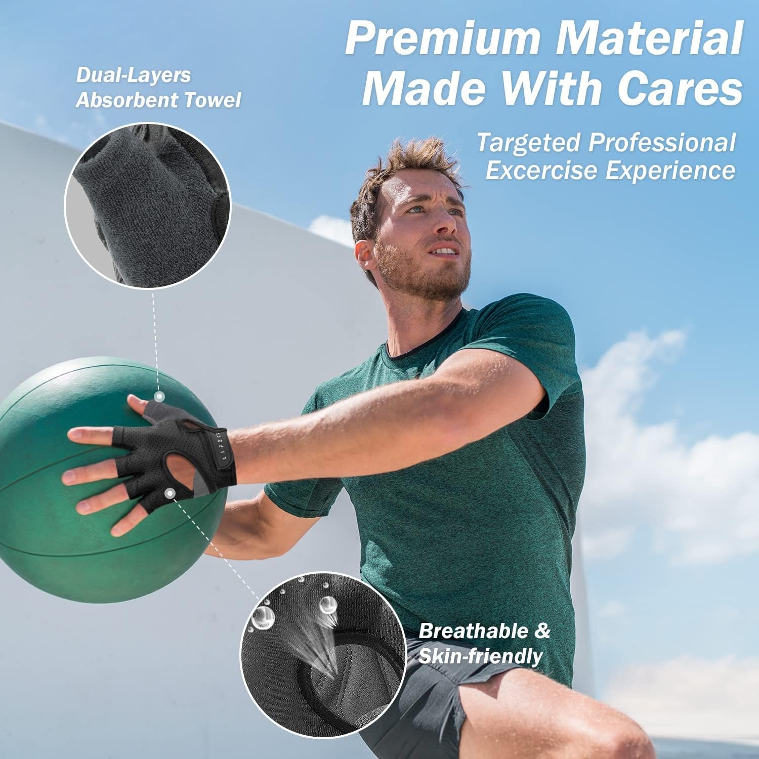 LIFECT Freedom Workout Gloves Fingerless Weight Lifting Knuckle Protection Curved Open Back - PREMA TIME - Prema Time