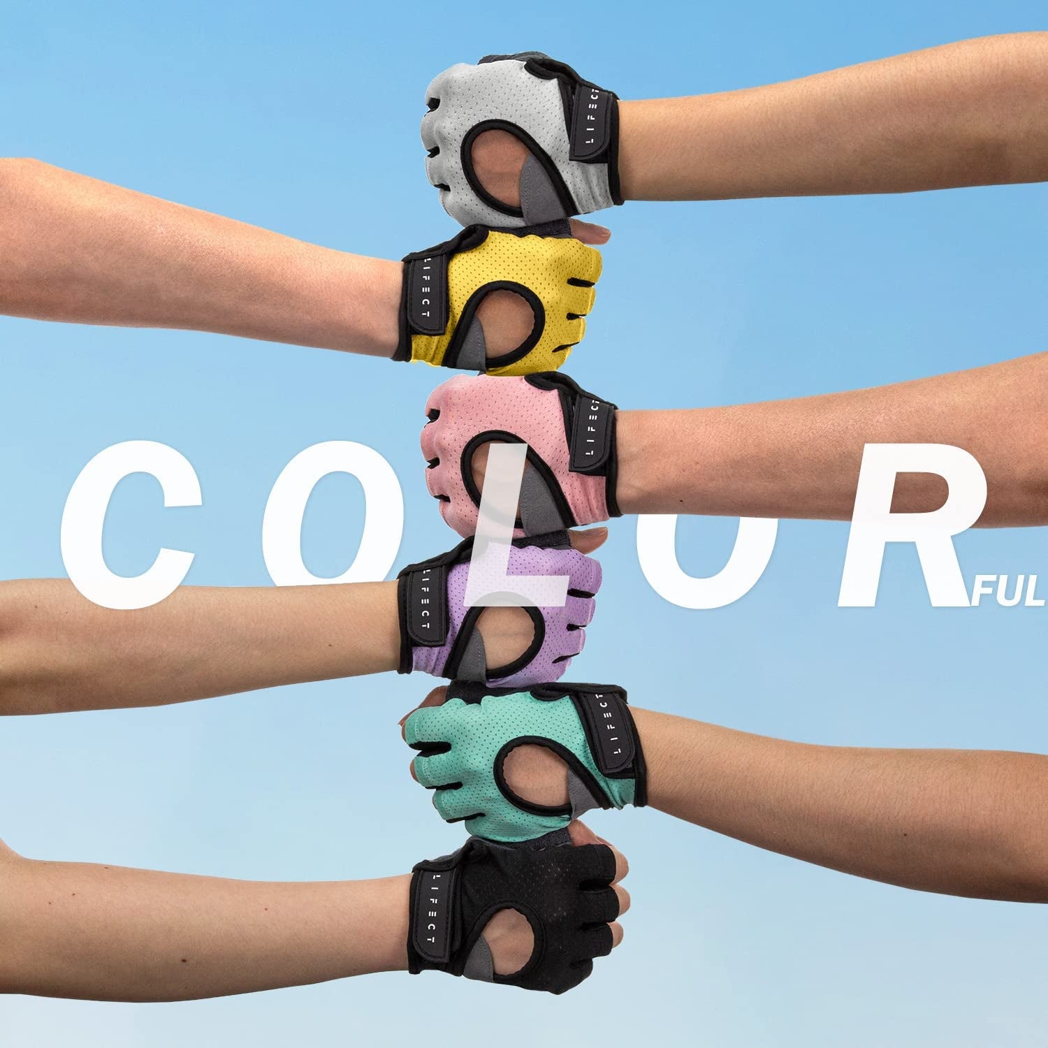 LIFECT Freedom Workout Gloves Fingerless Weight Lifting Knuckle Protection Curved Open Back - PREMA TIME - Prema Time