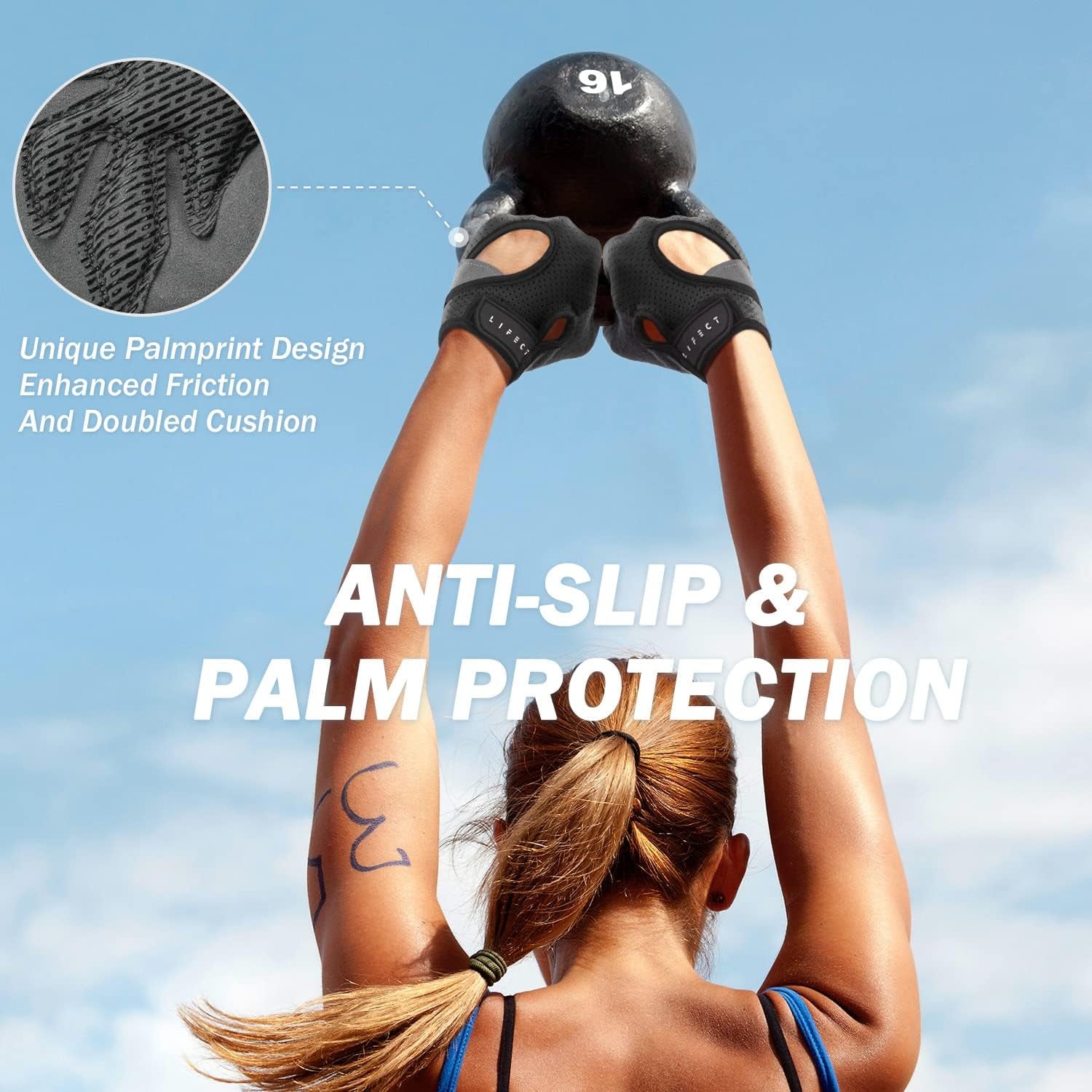 LIFECT Freedom Workout Gloves Fingerless Weight Lifting Knuckle Protection Curved Open Back - PREMA TIME - Prema Time