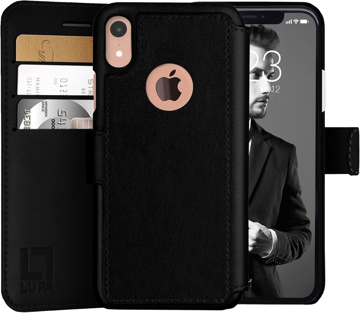 LUPA iPhone XR Wallet Case - Slim Leather Black - Prema Time