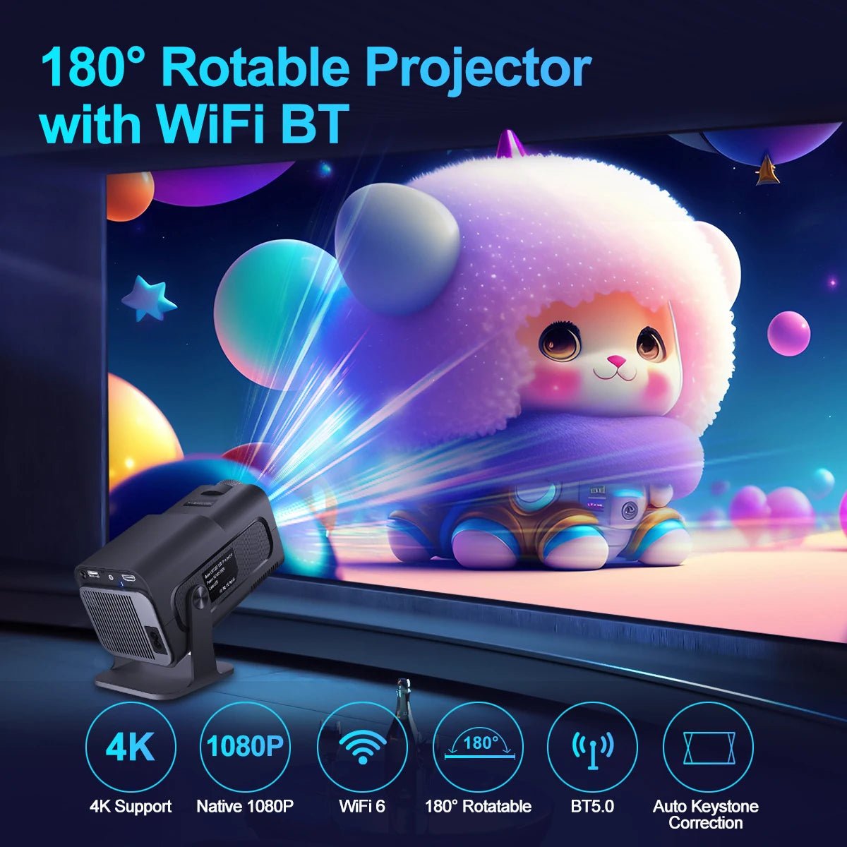 4K Android 11 Projector - Native 1080P HY320 Dual WiFi6 BT5.0 Portable Home Theater - Prema Time