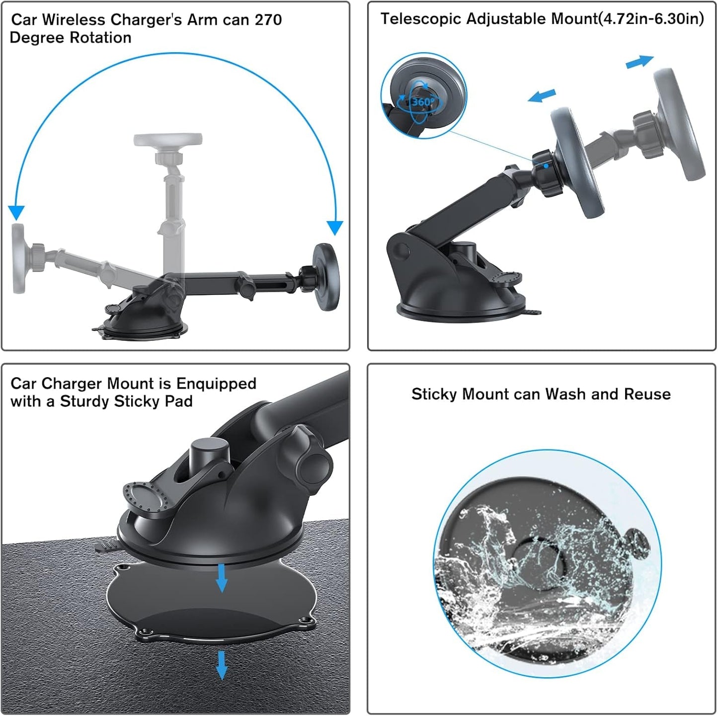 3-in-1 MagSafe Car Mount Charger - Magnetic Wireless Fast Charging iPhone Holder - Prema Time