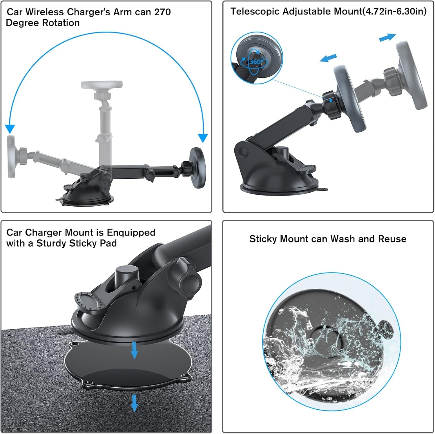 3-in-1 MagSafe Car Mount Charger - Magnetic Wireless Fast Charging iPhone Holder - Prema Time
