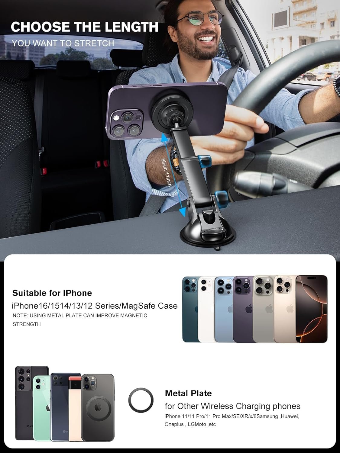3-in-1 MagSafe Car Mount Charger - Magnetic Wireless Fast Charging iPhone Holder - Prema Time