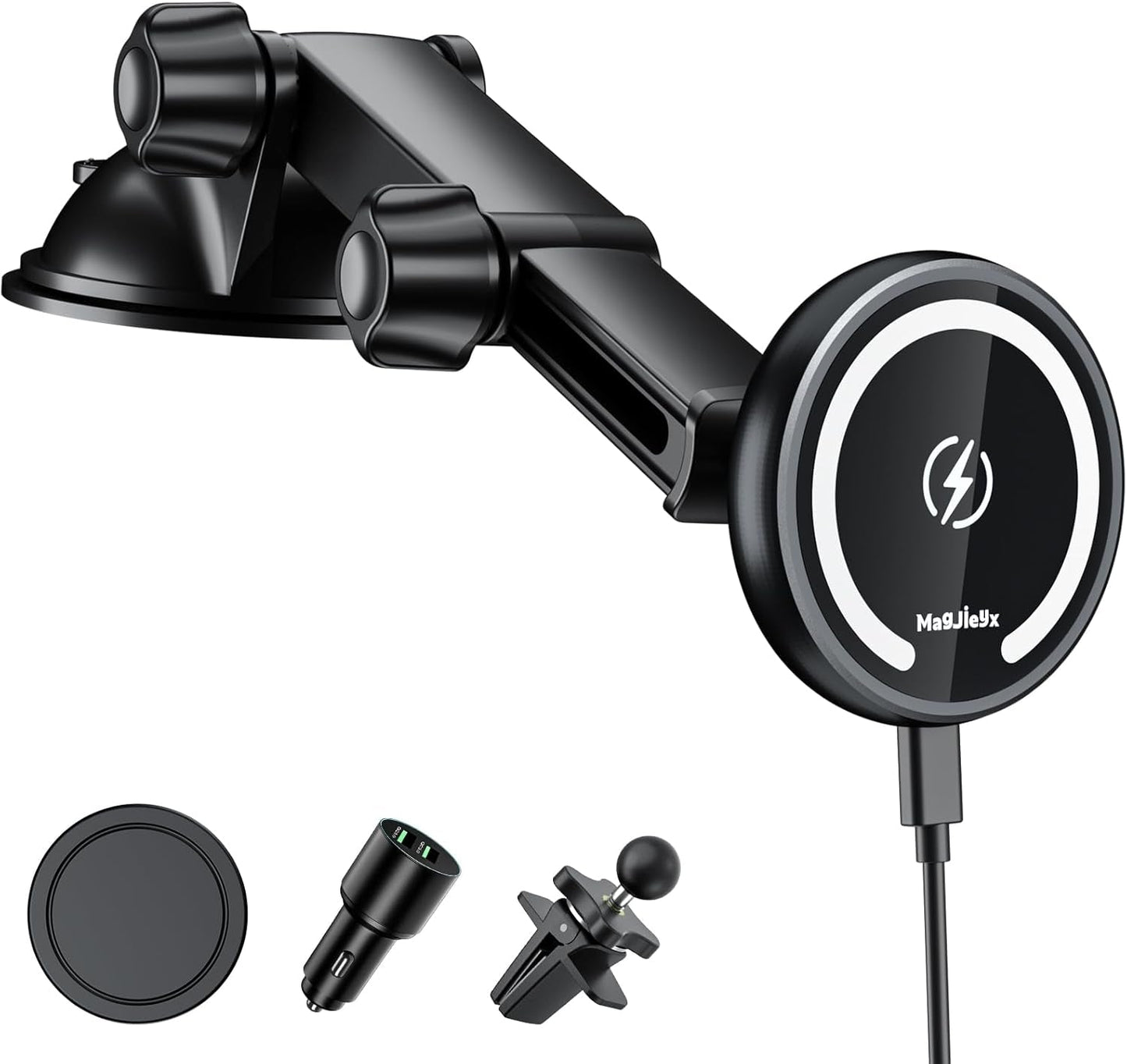 3-in-1 MagSafe Car Mount Charger - Magnetic Wireless Fast Charging iPhone Holder - Prema Time